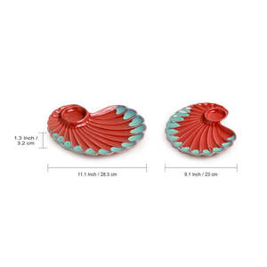 Red Chip-N-Dip Serving Platter In Ceramic - Product Image 4