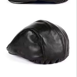 Printemps hiver unisexe en cuir véritable béret chapeaux hommes femmes blanc bleu casquette à visière mâle mince décontracté camionneur casquettes Bonnet - Product Image 1