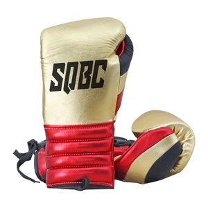 <b>Lace</b> Up Metallic Boxing <b>Gloves</b>, High Quality Leather Sparring <b>Gloves</b> & Metallic Gold Leather Boxing <b>Gloves</b> For Mens - Product Image 1