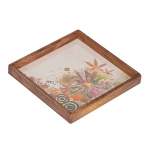Hotel Catering Usage <b>Snacks</b> Dessert Serving Top Trend Wooden <b>Tray</b> With Black Finished - Product Image 2