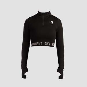 เสื้อครอป ArmourFit Sportswear ระบายอากาศได้ดี น้ำหนักเบา ไซส์พลัส สำหรับออกกำลังกาย สไตล์ลำลอง พิมพ์ลายโลโก้ด้านหน้า สีดำ สำหรับฤดูหนาว - Product Image 2