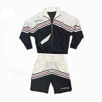Ensemble de Veste Courte Coupe-Vent Personnalisé deux Pièces Patchwork Zip up Nylon Polyester Streetwear Survêtement Hommes Ensemble Court Coupe-Vent