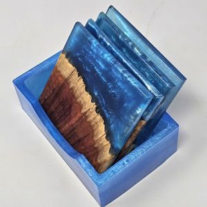 Dessous de verre en résine et bois Ensemble de 6 tapis et tampons Maison et bureau Dessous de verre pour tasse à thé Artisanat personnalisé Top vente - Product Image 6