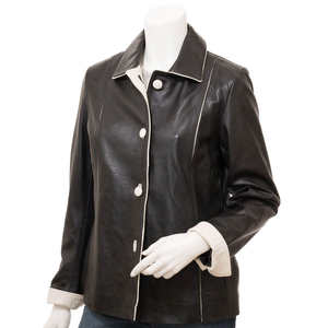 Chaqueta de Cuero Genuino para Mujer, Diseño Personalizado con Logotipo, Acolchada, Satinada, Transpirable, Impermeable, Invierno, Colores Personalizados - Product Image 1