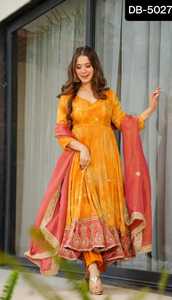 Les plus belles femmes portent des vêtements de mariage Style anarkali lourd prêt à porter des robes pour les vêtements traditionnels et de festival Salwar Kameez Suit - Product Image 2