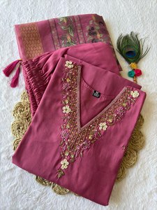 Le plus beau costume Salwar traditionnel en soie semi-cousu, prêt-à-porter, pour adultes, fait main, dernière collection, robe de soirée et de mariage longue, style pakistanais - Product Image 5