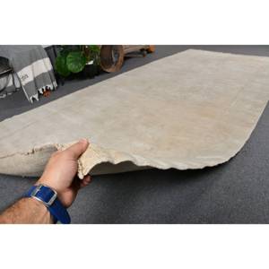 Alfombra tradicional ecológica de lana Beige moderna, 4,8x11 pies, tejido plano turco, patrón de retazos, comedor con respaldo de látex - Product Image 5