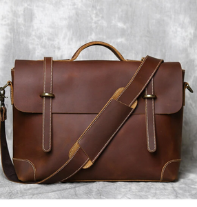 Brown <b>Leather</b> <b>Briefcase</b> <b>Leather</b> <b>Briefcase</b> Laptop Bag Monogram Cross Body Computer Sling Gifts for Him <b>Leather</b> <b>Briefcase</b> Man - Product Image 2