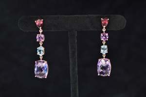 อัญมณีหลากสีที่กำหนดเอง925แข็งเงินสเตอร์ลิงเครื่องประดับต่างหูแบบห้อยดีไซน์เนอร์แบบขายส่ง - Product Image 3