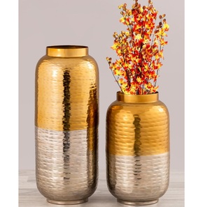 Floreros martillados de metal en tono latón en color dorado para el hogar y la boda Decoración de mesa florero de piso hecho a mano - Product Image 4