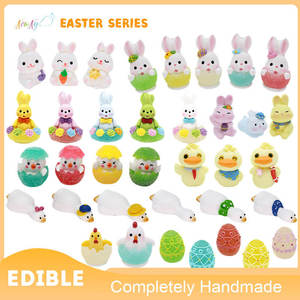Lot de 2 décorations comestibles faites à la main en forme de lapin 3D en sucre, sans danger pour les aliments, pour la fête de Pâques - Product Image 2