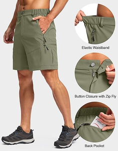 Convient pourOutdoorMen HikingCargoShorts Short de voyage décontracté léger pour hommes travail en plein air avec 5 poches zippées Short pour hommes - Product Image 4