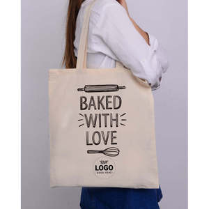 Bolsas de Lona de Algodón Personalizadas con Diseño 'Baked with Love', Bolsas de Compras con Logotipo Inspirado en Panadería, Bolsas de Estilo de Vida con Asa Larga - Product Image 4