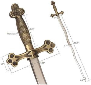 Épée Cérémonielle Maçonnique Flambeau du Serpent, Compas Carré, Longueur de la Lame 26-25 Pouces, Matériau du Manche Acier Inoxydable - Product Image 3