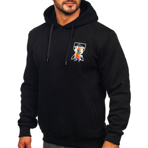 Sudadera con Capucha Negra para Hombre, Estampado de Anime, Logotipo Frontal, Corte Regular Informal, Tejido de Algodón, Ropa de Otoño - Product Image 3