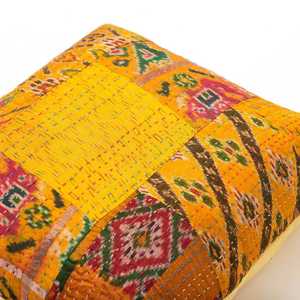 Indian <b>Silk</b> Kantha Stitch <b>Cushion</b> Cover Patch Work Pillow Cover Throw Handmade Kantha <b>Silk</b> Patchwork <b>Cushion</b> Case - Product Image 4