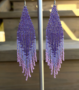 Fait à la main, perles Toho, perles de rocaille, boucles d'oreilles pendantes - Product Image 1