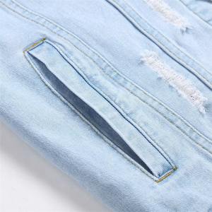 High Street Style Denim Jacket Custom Ripped Stylish Regular Fit Winter Jeans Chaqueta de invierno para hombres - Product Image 5