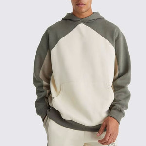Sweat à capuche en polaire personnalisé 320 g/m² 100 % coton pour l'hiver, veste à deux couleurs, bloc de couleur unique, sweat à capuche patchwork bicolore - Product Image 1