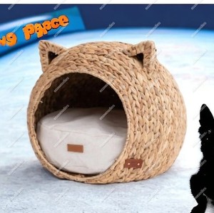 Artesanías naturales, camas de mimbre hechas a mano sostenibles para mascotas, algas marinas, gato, perro, casa, cesta, nido pequeño para mascotas