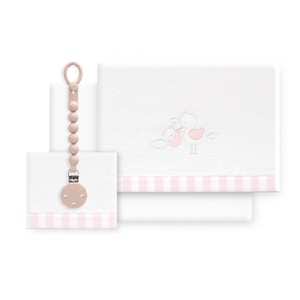 Juego de ropa de cama de 3 piezas en forro polar coral con soporte para chupete, modelo tejido con personaje Cigea Oso - Product Image 1