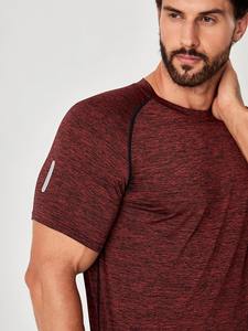 Camiseta deportiva transpirable de LICRA y algodón para hombre, Camiseta deportiva con cuello redondo para gimnasio, Fitness, correr, camiseta de entrenamiento de tela tejida a la venta - Product Image 6