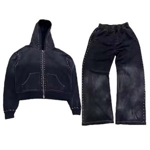 Conjunto de Sudadera con Capucha y Pantalones Deportivos Estampados de Invierno para Hombre, Personalizados por MOVATEXTILE, Estilo Holgado, Lavado Ácido, con Pedrería, Felpa - Product Image 4