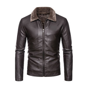 Veste en cuir pour homme, poches zippées, veste en cuir unie, streetwear de haute qualité, veste en cuir de moto personnalisée pour homme - Product Image 3