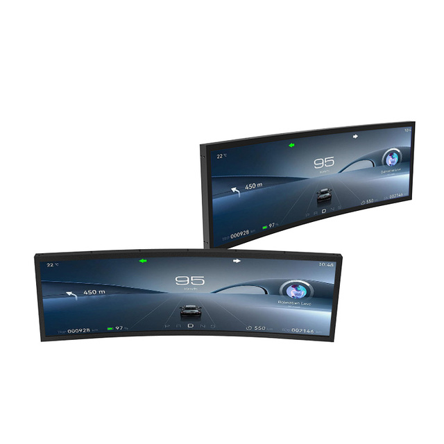 28.6 Inch 3000R Curved Android Headrest Monitor 1920x540 LCD Bar Digital Display Vehicle Car Advertising Screen