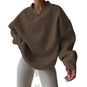 Blank Print Fleece Sweatshirt Oversize Acid Wash Safety Thick Sweatshirt Jumpers for Women - Product Image 5