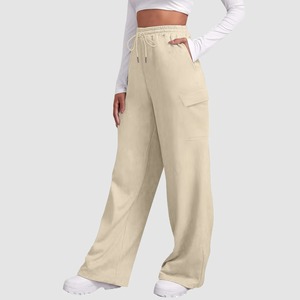 2025 Casual Breathable Sweatpants New Premium Flared Plain <b>Women</b> Pants Stylish Customize 100% Cotton Woman <b>Trouser</b> - Product Image 3