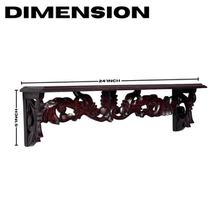 Étagère murale décorative sculptée à la main pour le salon et la décoration de patio, étagère murale décorative en bois faite à la main, pré-assemblée, décoration d'intérieur - Product Image 4