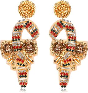 Red Green golden Design European and American Style Breaded Gold Earrings Wholesale Western Beaded Earrings Bohemian Set - Product Image 1