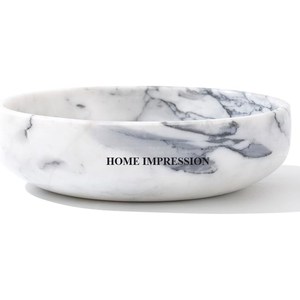 Bol de service de nourriture de finition brillante en marbre blanc - Product Image 3