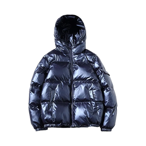 New Arrival Men's Waterproof Stand Collar Streetwear Solid Winter Puffer <b>Jacket</b> with Front Logo Regular Length - Product Image 1