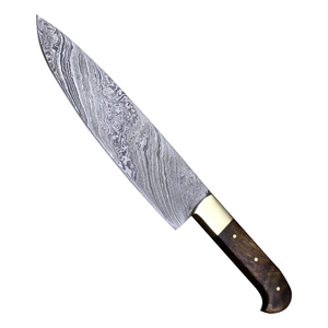 Vente en gros personnalisé de haute qualité OEM ODM service fait à la main en acier Damas couteau de chef professionnel manche en bois et étui en cuir - Product Image 3