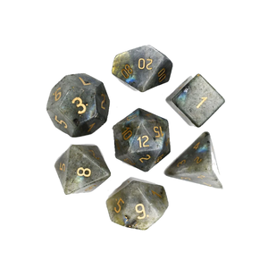 Dés en pierre labradorite naturelle pierres précieuses pierre gravée ensembles de dés personnalisés Vikings grossiste de dés en pierre de cristal naturel - Product Image 3