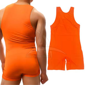Custom Made OEM High Quality Breathable Eco-Friendly Quick Dry Men's Wrestling <b>Singlets</b> for Gym Training & <b>Weightlifting</b> - Product Image 6