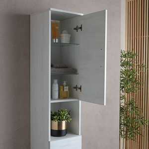 Colonne de salle de bain autoportante Ravenna en chêne blanc de 190 cm de hauteur, accessoires pour salle de bain et toilettes - Product Image 3