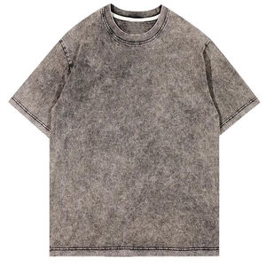 Étiquette personnalisée Streetwear French Terry Heavyweight T-shirt Tee 300gsm Sun Faded Acid Washed Boxy Cropped t Shirt Men Microfiber - Product Image 6
