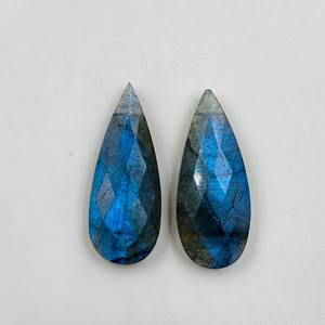 Pierres précieuses Labradorite naturelle à facettes longues poire assorties pour projets d'artisanat de bijoux à bricoler soi-même et créations de créateurs - Product Image 5