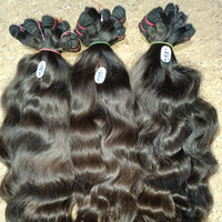 Extensions de cheveux vierges indiens non traités pour tissage, doux, extensibles, bouclés naturels, couleur 1B, 20-30 pouces, cheveux humains