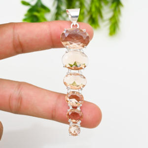 เครื่องประดับจี้แฟชั่นทำด้วยมือทำด้วยมือทำจากเงินมอร์แกไนต์สำหรับเป็นของขวัญ - Product Image 1