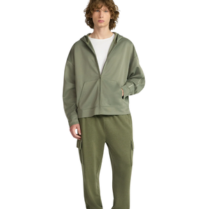 <b>Plain</b> Zip <b>Hoodie</b> And Cargo Jogger Tracksuit Men Casual Two Piece Set Soft Fleece Oem Custom Logo Streetwear Wholesale Fashion - Product Image 3