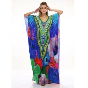 ชุดเดรสแม็กซี่คาฟตันพิมพ์ลายชนเผ่าสีสดใสชุดเดรสยาวเซ็กซี่ใส่เดินชายหาดสำหรับผู้หญิงใส่ในวันหยุดฤดูร้อน - Product Image 6