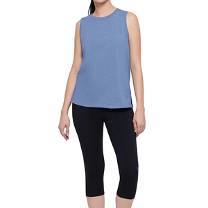 Camiseta sin mangas de malla transpirable de secado rápido con algodón y spandex para mujer, diseño personalizado, ropa deportiva, precio de fábrica, OEM. - Product Image 1