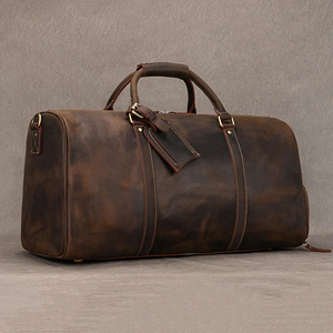 Genuine Leather Duffel Bag Weekender Travel Bag with Zipper Closure Adjustable Strap Brown Durable - Product Image 4