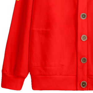 Custom Theta Fraternity/Sorority Collegiate Style <b>Red</b> <b>Cardigan</b> Thin Embroidered College Style <b>Red</b> Button-Up Jacket OutWear - Product Image 4