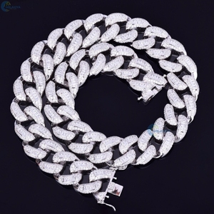 Chaîne à maillons cubains Miami coupe baguette 20MM Collier Hip Hop glacé Moissanite Chaîne cubaine pour hommes - Product Image 1
