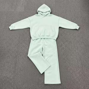 Traje de jogging con logotipo personalizado 100% chándal de algodón en blanco grueso pesado chándales pantalones de chándal unisex y conjunto de Sudadera con capucha para hombres - Product Image 3